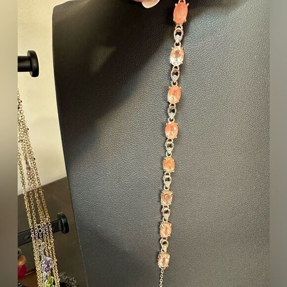 8ctw genuine sunstone set in rose gold tone/sterling silver tennis bracelet! - Picture 4 of 9